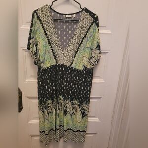 Cato Black and Green V-Neck Tunic
